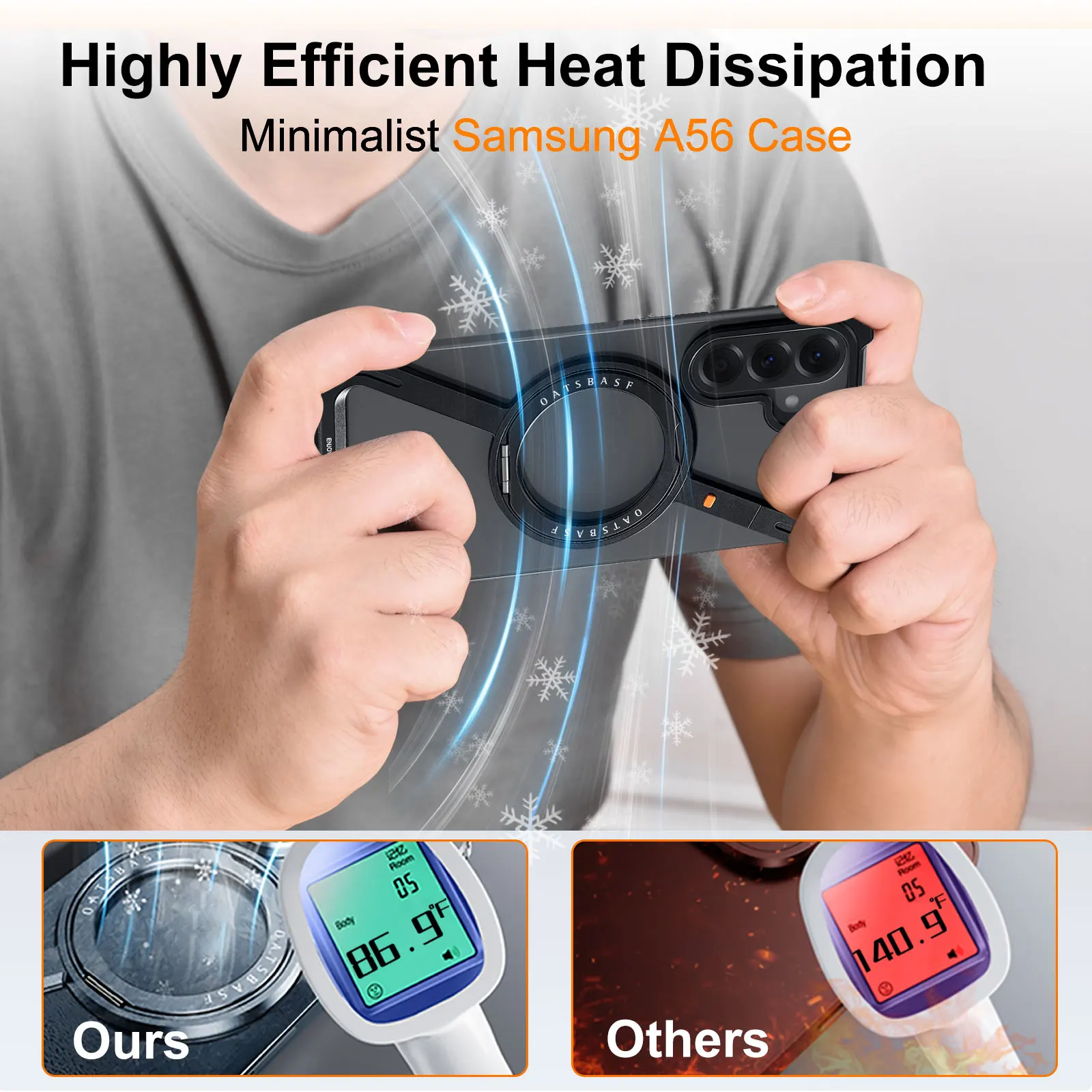 Eary for Samsung Galaxy A56 S25 Edge Phone Case With 360° Rotatable  Magnetic Ring Stand Frameless Shockproof Protector Cover