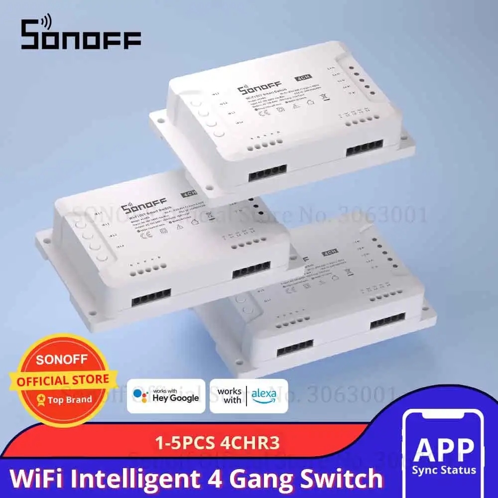 Sonoff 4CHR3 Wifi Smart Switch 1-5PCS Universal Remote Intelligent 4 Channel Smart Home Wi-FI smart switch