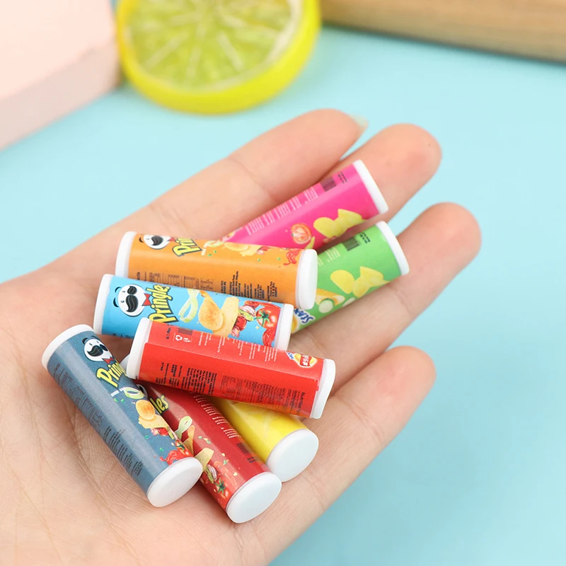 4pcs/set 1:12 Dollhouse Mini Canned Potato Chips Miniature Food Toy Model Shooting Props Excluding Potato Chips