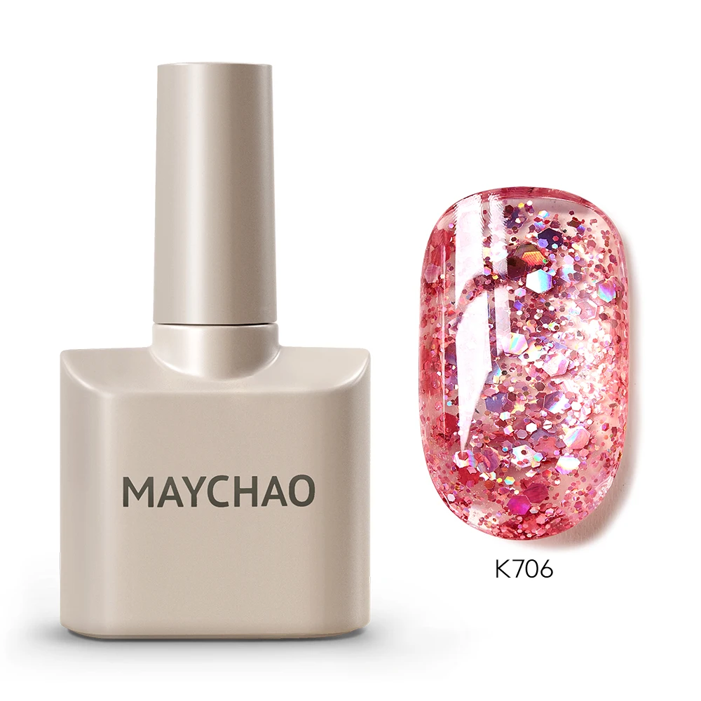 MAYCHAO Cherry Red Glossy Gel Nail Polish – 12ml Semi-Permanent Soak Off UV LED Frosted Finish