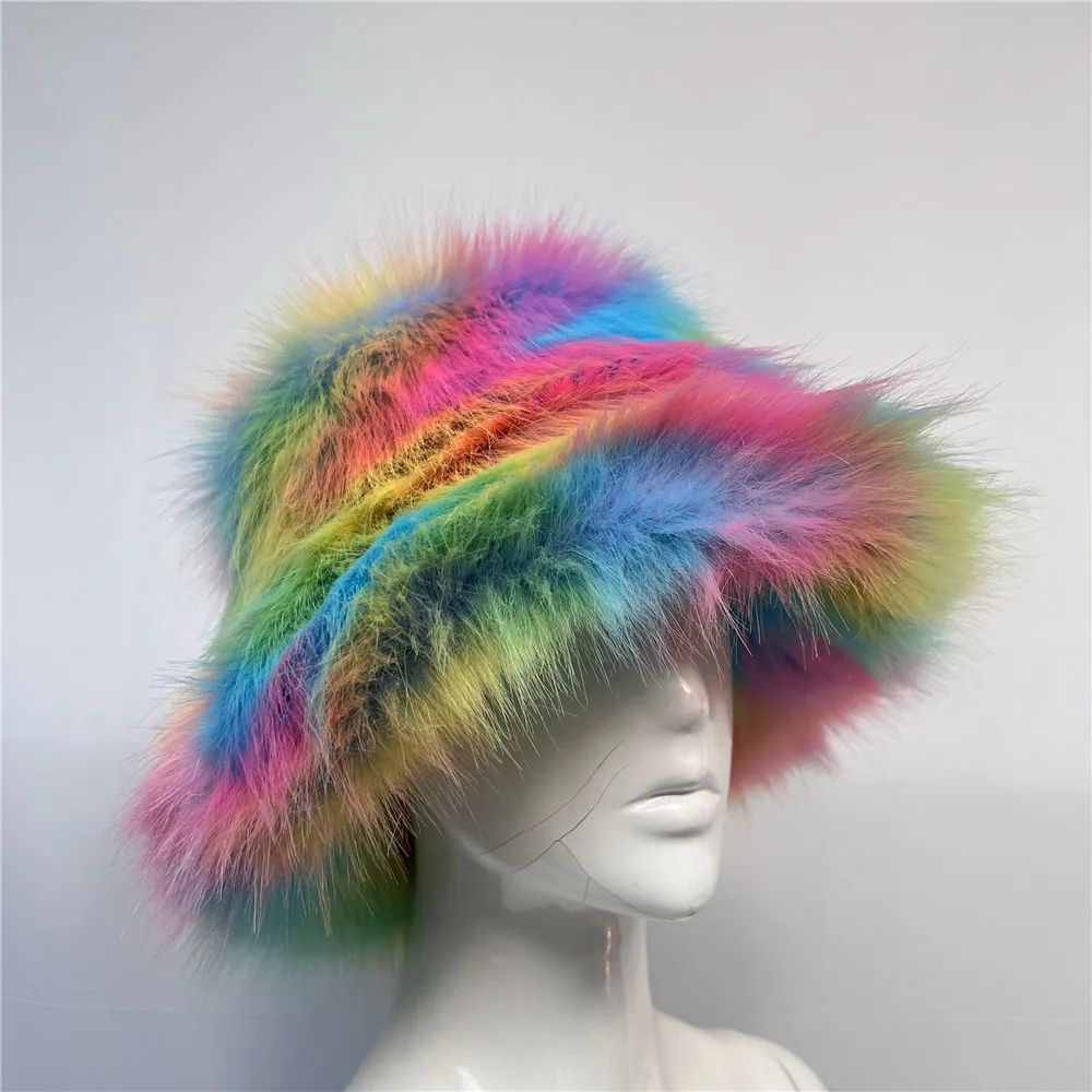 Neuer Kunstfell-Hut für Damen, Eleganter Herbst- und Winter-Fischerhut, Koreanischer Hochwertiger Warmer Damen-Bucket-Hat, Plüsch-Bucket-Cap – Detail 7