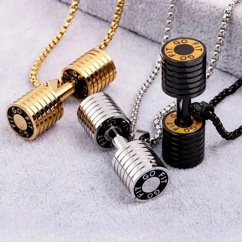 

CHUANGCHENG European Tyle Fahion Dumbbell Fitne Men' Necklace Tainle Teel Pendant Barbel Chains