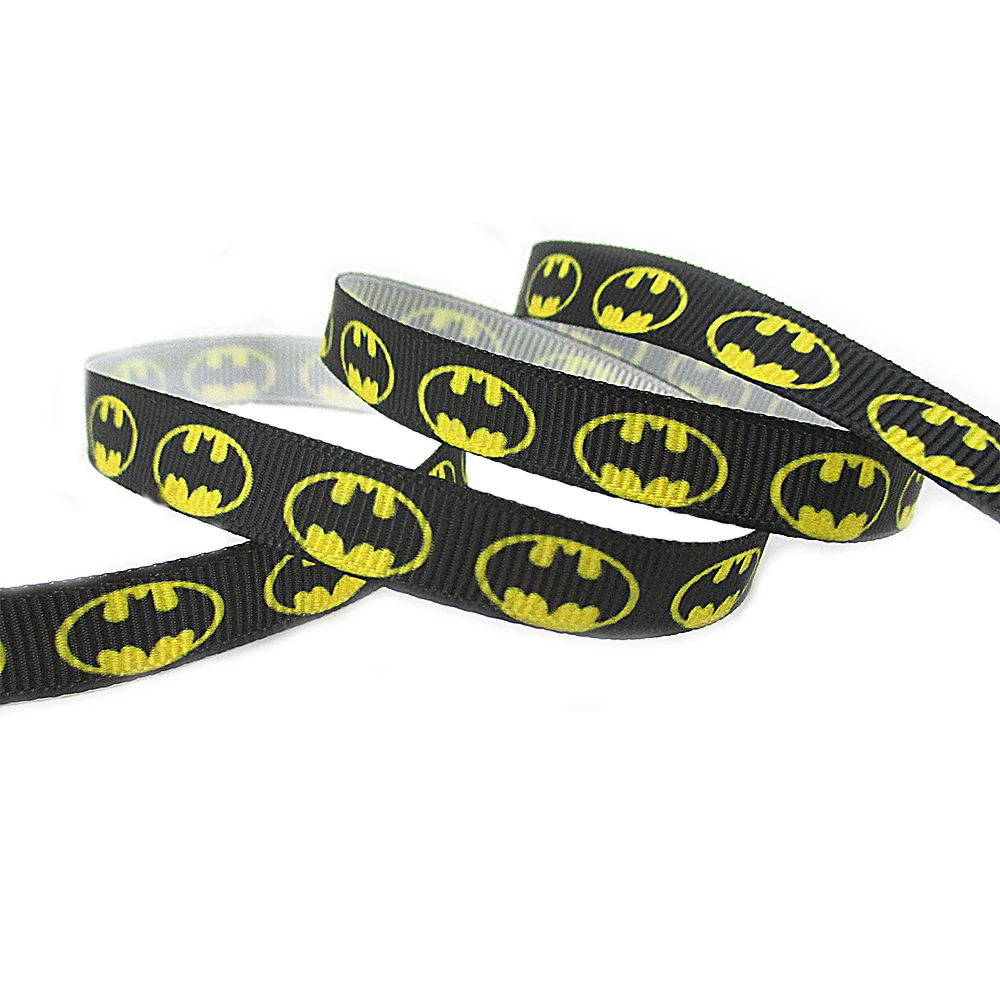 5 Yards Multi Size Hero Bat Movie Printed Grosgrain Ribbon For Party Decoration Ribbons DIY Bow Gift Packing,5Yc12674