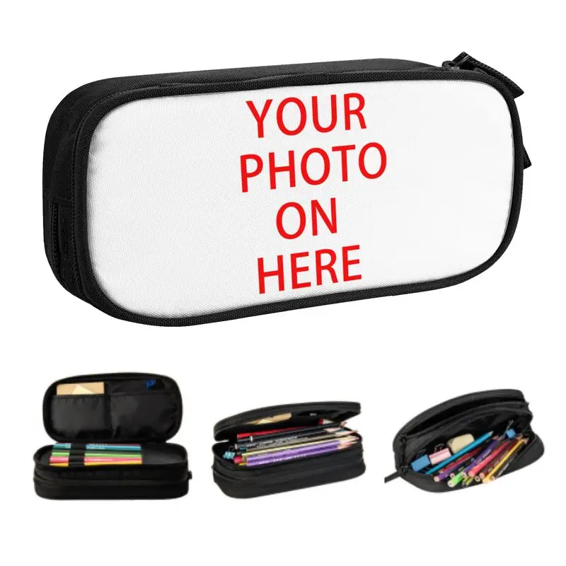

Family Pets Custom DIY Logo Cute Pencil Case Boys Gilrs Big Capacity Customized Photo Print Pencil Bag Pouch Students Stationery