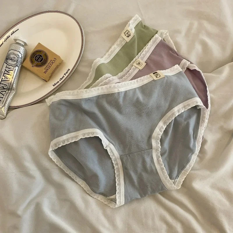 

Class A cotton Pure cotton underwear Japanese sweet briefs girls comfortable breathable lace lace underwear women