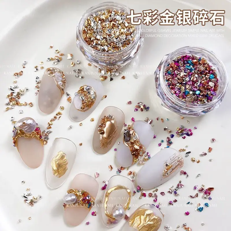 

1 Box Nail Art Stone Jewelry DIY Electroplated Crystal Glass Irregular Crushed Stone Japanese Nail Irregular Crushed Stone Gems