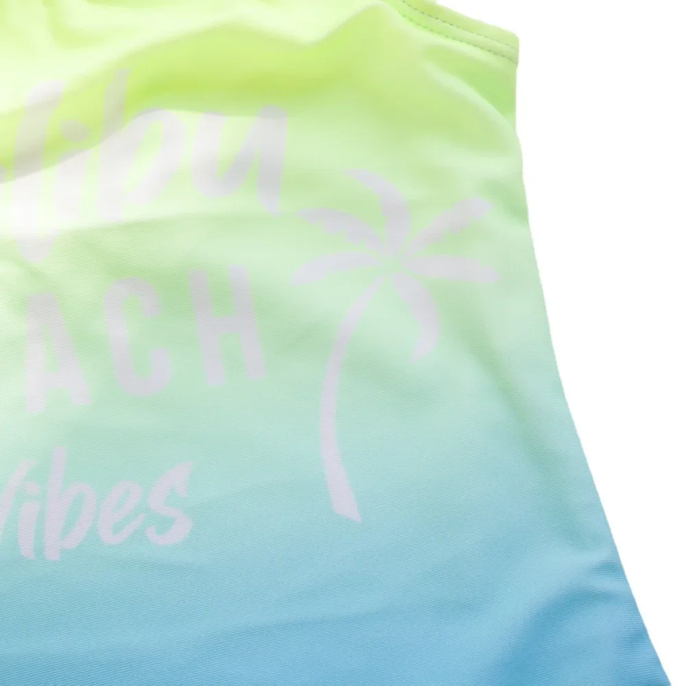 Children One Piece Swimsuit Fashion teen Girls Letter Printed Shiny Swimwear 7~14Years