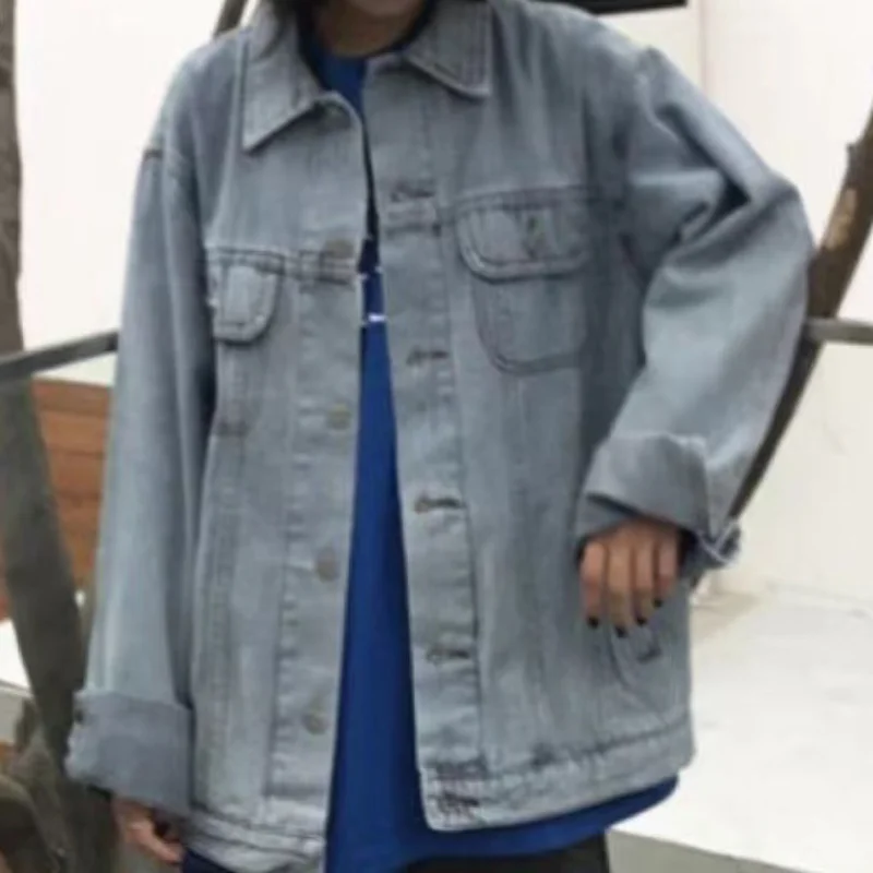 

2023 Spring Autumn Denim Jacket Women New Fashion Chic Jeans Jacket Loose Vintage Harajuku Versatile Coat