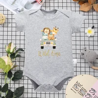 Khaki High Quality Baby Unisex Girl Boys Onesie Hot Sell Animal Print Series Cute Newborn Rompers Trend All-match Infant Clothes 2