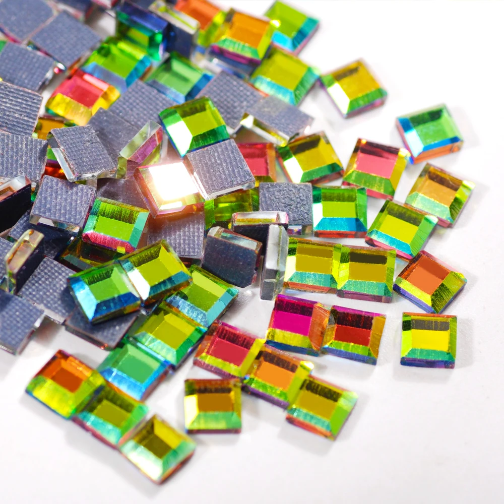 Colorful Mirror Square 4x4mm Super Bright Glass Crystals Hot fix Rhinestones Strass Hotfix Iron Use On Fabric Garment DIY 200pcs hot fix rhinestones glass crystals glass rhinestones rhinestone crystals crystal rhinestones