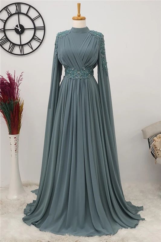Evening Gowns Cape Sleeves Evening Dresses Long Cape Formal Dress