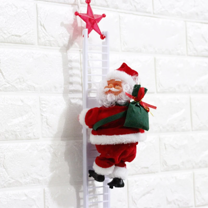 Funny Christmas Santa Claus Electric Climb Ladder Hanging Ornaments Kids Decoration New Christmas Year Decor Tree Party Gift