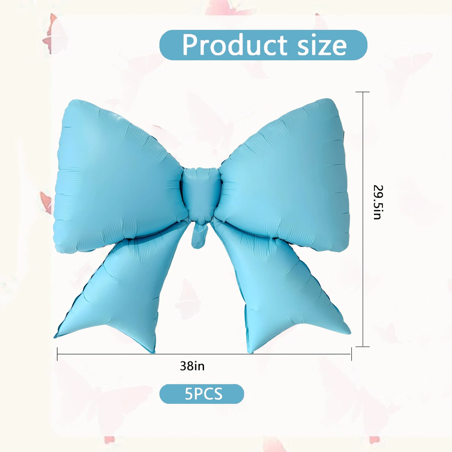 5 Stück/38 Zoll rosa/rot/blau/braun karierte Schleifenballons/Gingham-Schleifenfolienballons für Partyzubehör – Detail 9