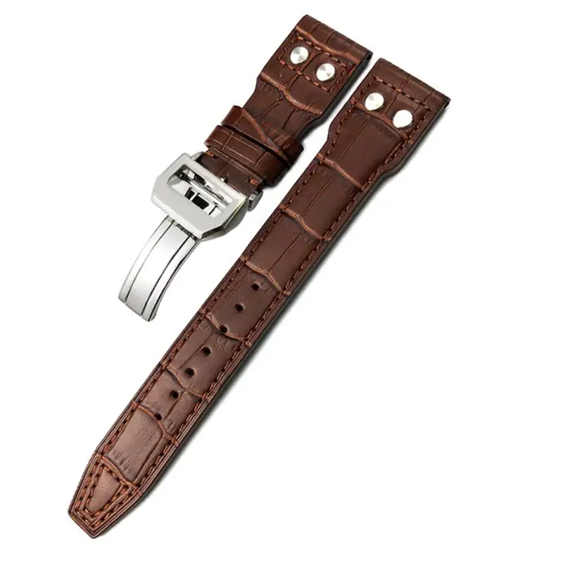 SCHIK Genuine Leather Rivet Watchband 20mm 21mm 22mm For IWC Big Pilot Watch SPITFIRE Le Petit Prince Calfskin Strap