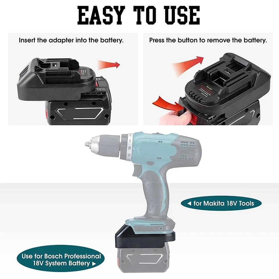 Battery Adapter For Bosch 18V Convert To For Makita 18V Converter With USB For M