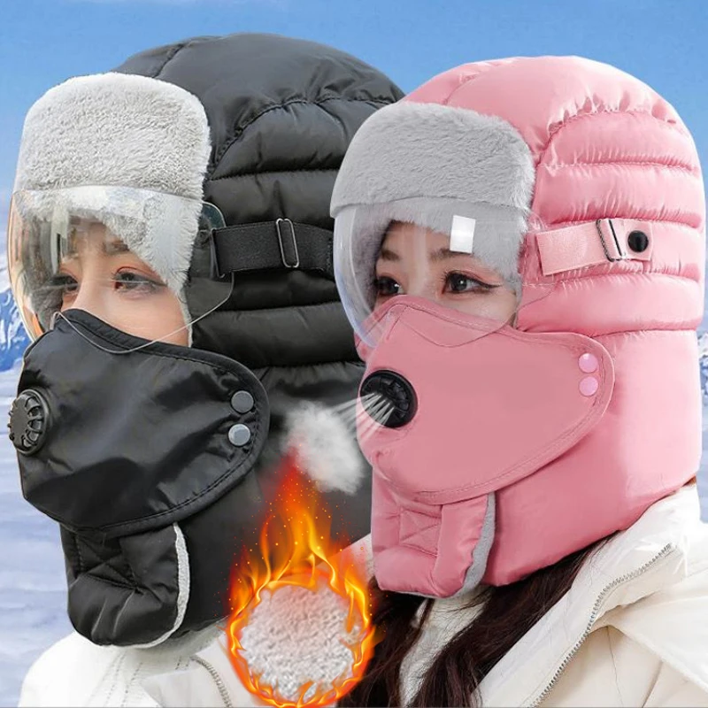 Outdoor Winter Hat Men Women Windproof Hood Hat Cycling Cap Balaclava with Goggles Fashion Winter Balaclava Hat