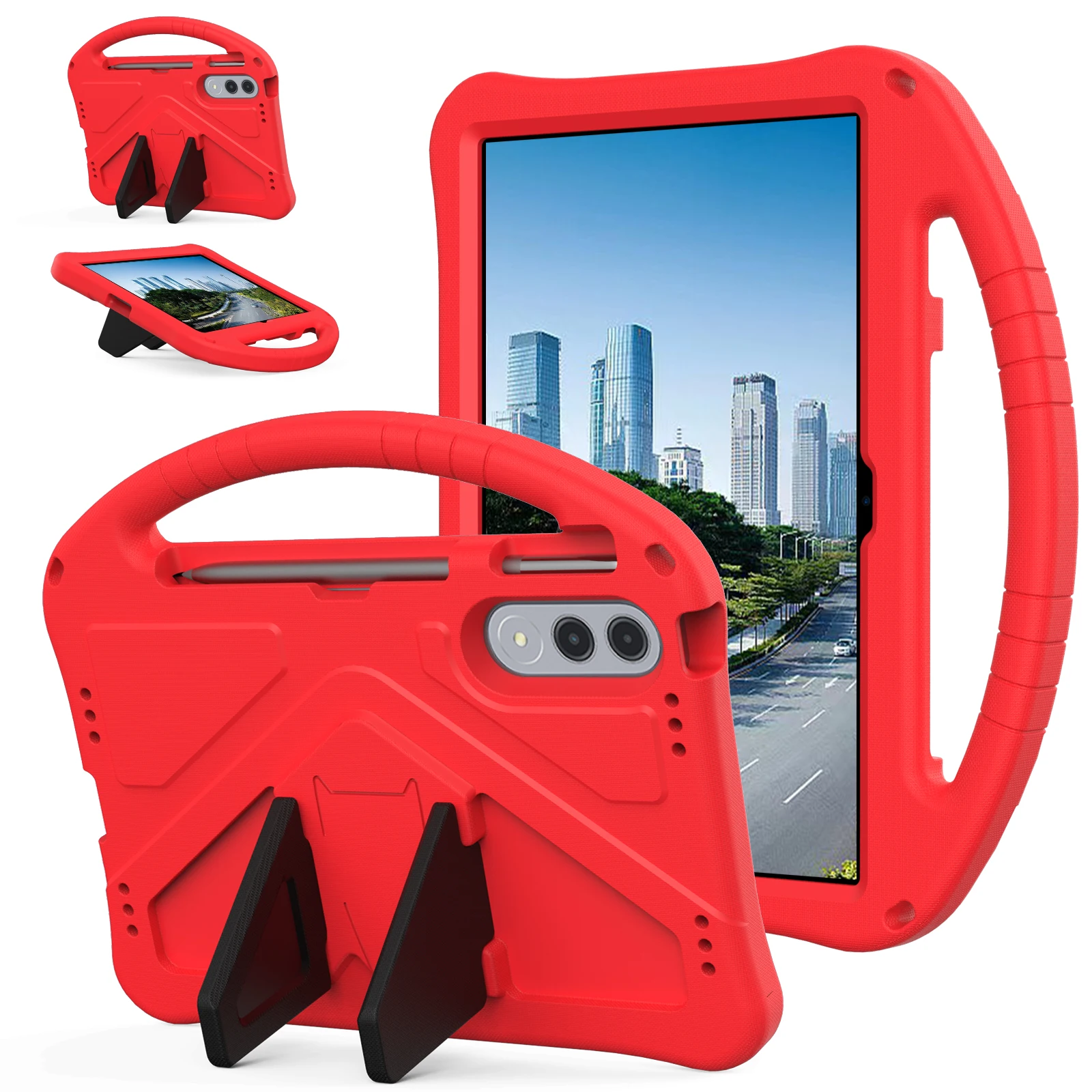 Kids Cartoon EVA Tablet Case with Anti-Slip Grip and Built-in Kickstand