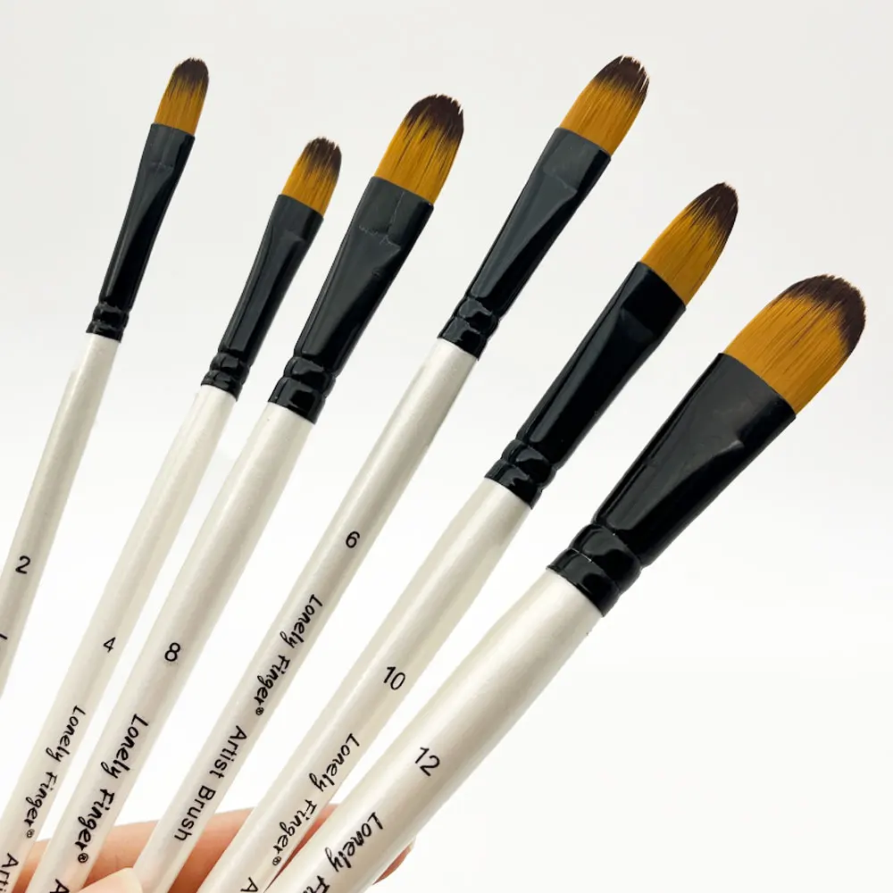 Filbert Paint Brushes Set, 6Pcs Artist Paintbrushes for Acrylic Oil Watercolor Gouache Painting, Premium Nylon Art Paint Brush 3