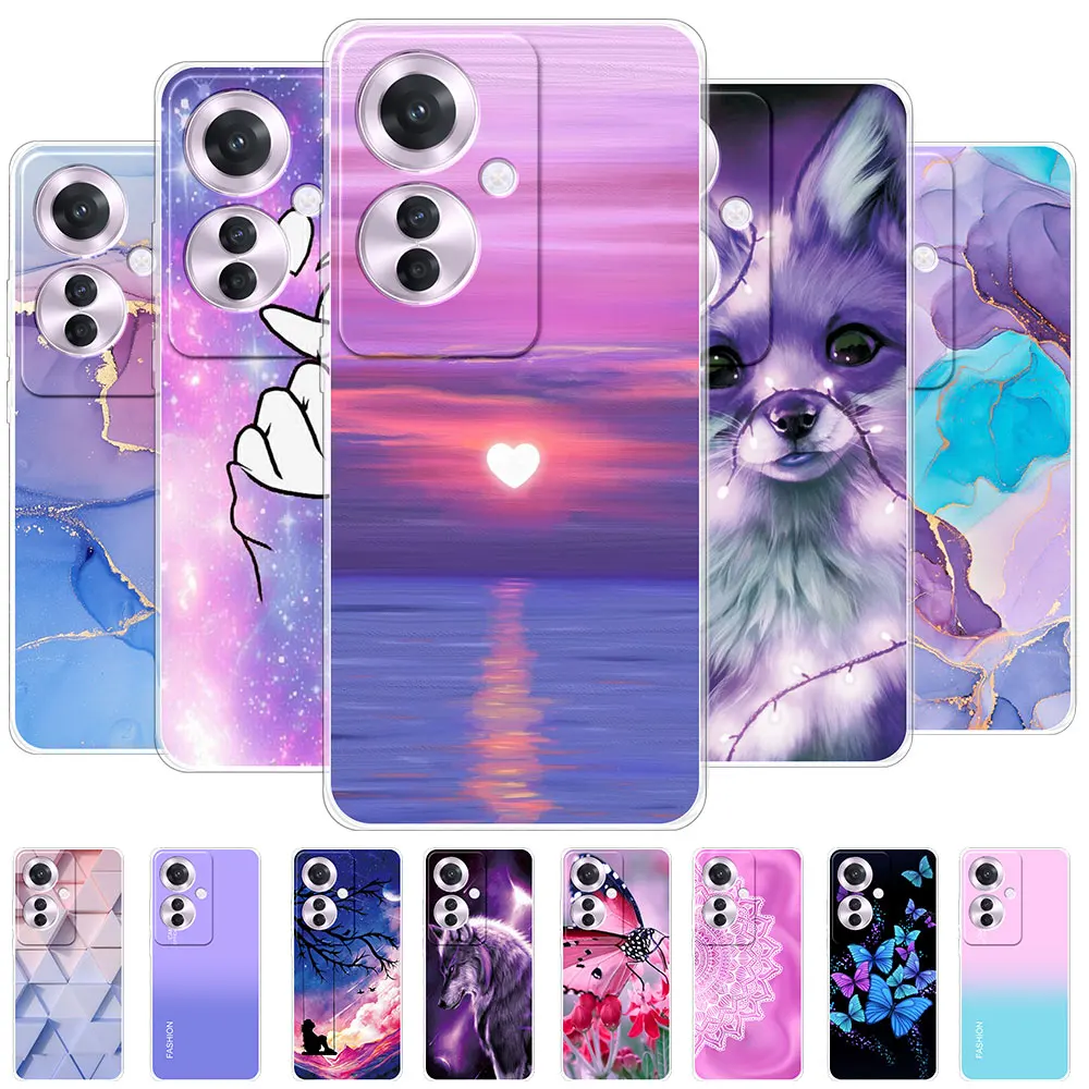 iVoler 3 in 1 Case for Oppo Reno11 F 5G/Oppo Reno 11F 5G with 2 Pieces Transparent Tempered Glass Film Shockproof Slim Soft TPU Silicone Protective Case
