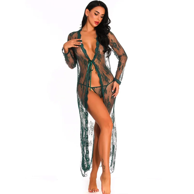 Women Robe Sexy Lace Bridesmaid Robes Long Sleeve Bathrobes Femme Nightie Gown Kimono Women's Pajamas Wedding Sleepwear PINK