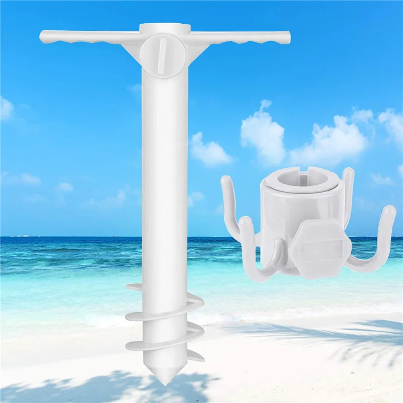 Sun Umbrella Base Plastic Ground Insert with Four-corner Hook Beach Umbrella Sand Anchor Frame Accessories