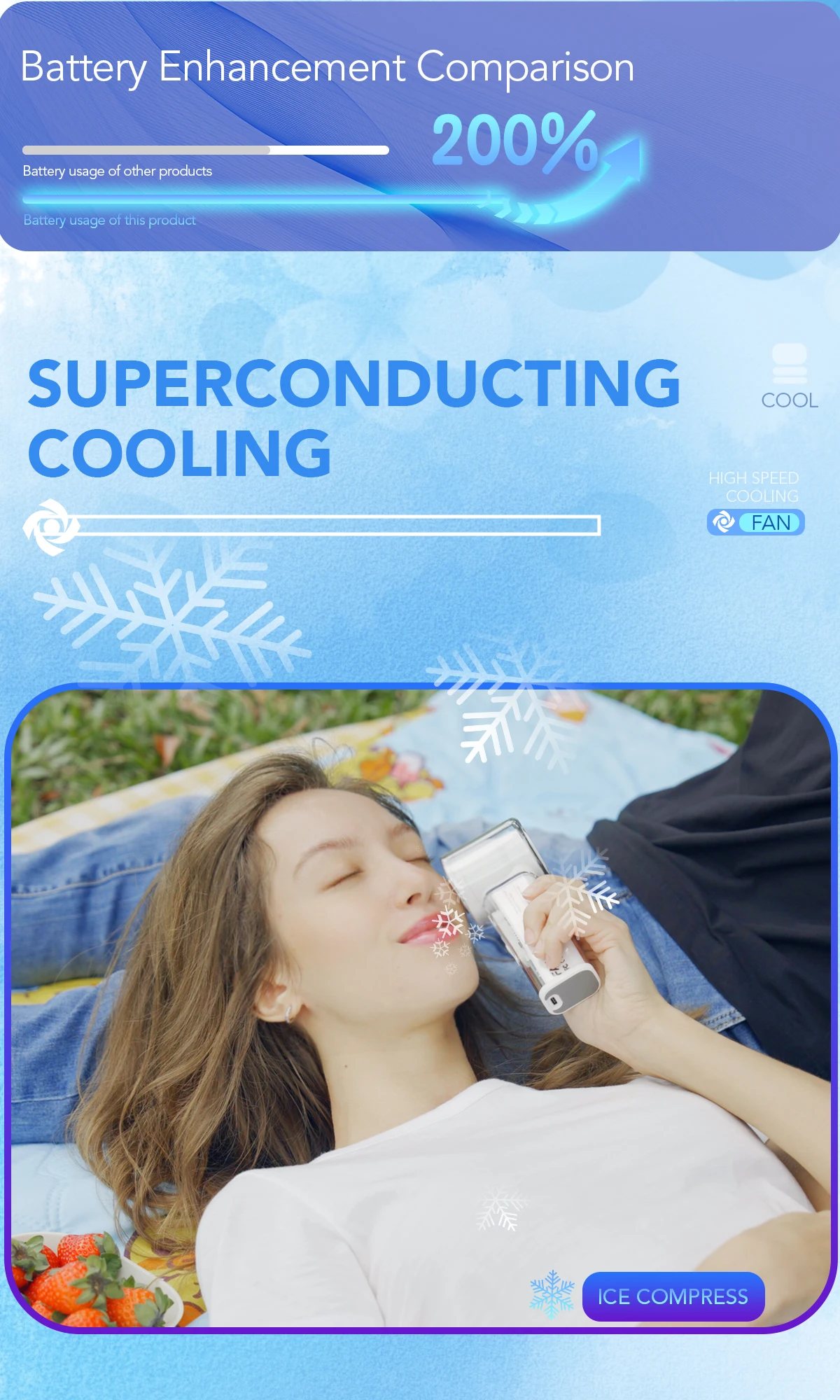 3000mAh USB Rechargeable Handheld Turbo Fan
