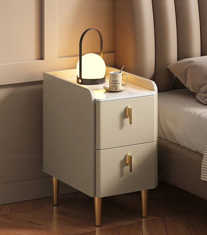 

Extremely narrow bedside table, luxurious and luxurious, modern and simple, bedroom with small cabinet seams