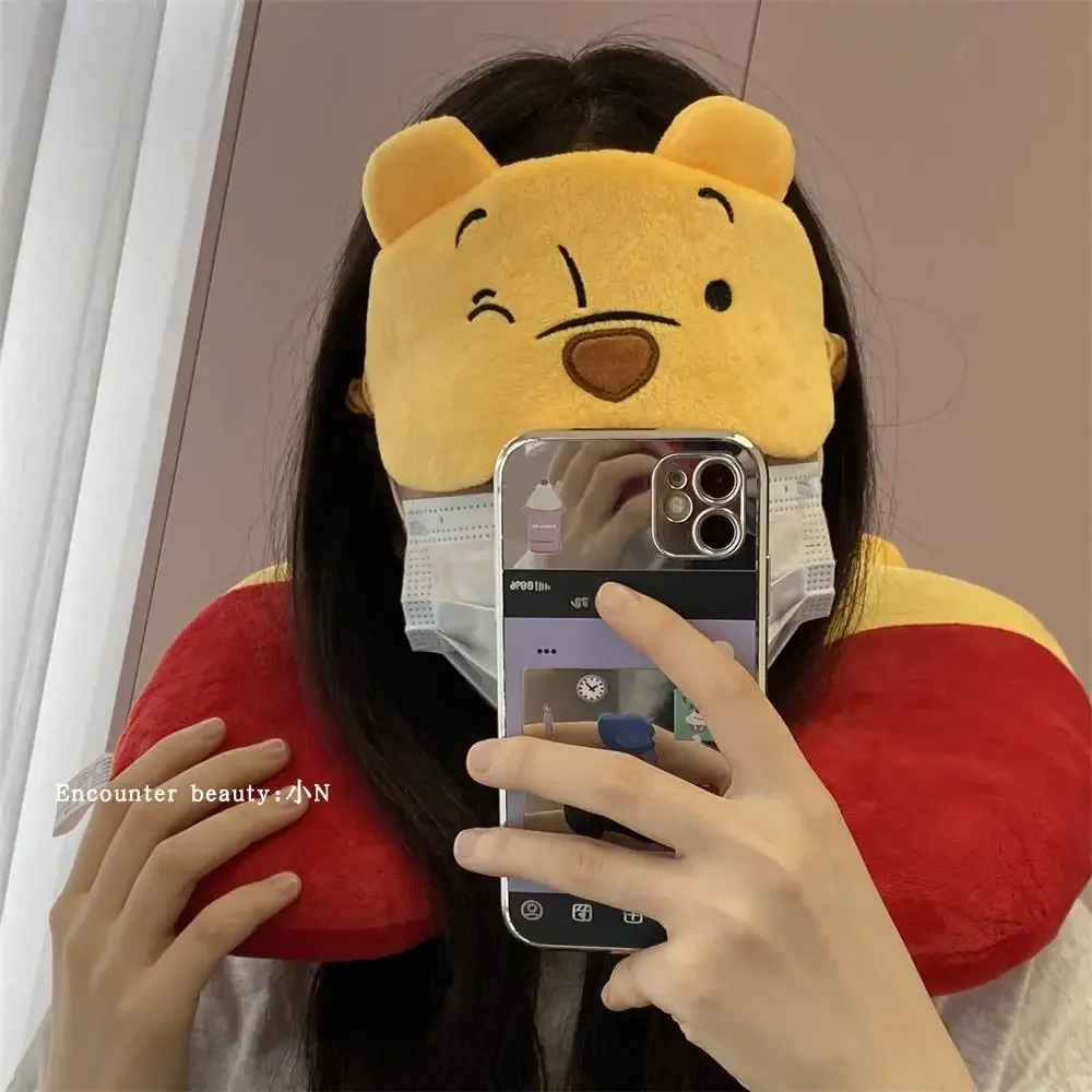 Lovely Pooh Bear U-shaped Neck Pillow Eye Patch Comfortable Travel Pillow With Eyeshade Cartoon Nap Pillow Blindfold Gifts 2