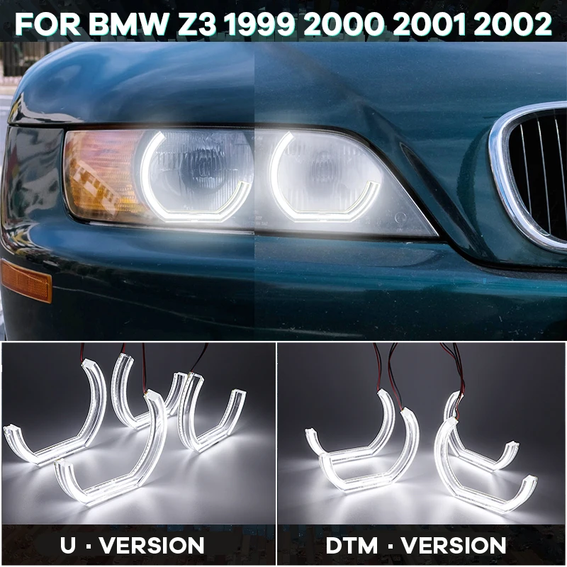 Per Bmw Z3 1999 2000 2001 2002 Halo Ring Cut Style Led Angel Eye Kit Dtm Style Drl Crystal Angel Eyesc