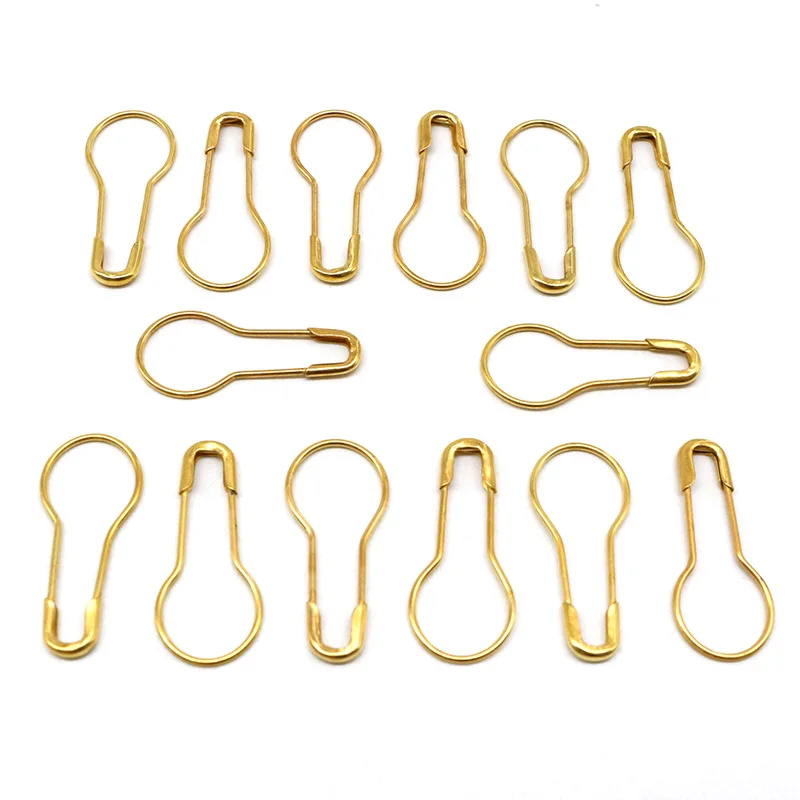 30pcs 작은 안전 핀 22mm 조롱박 모양의 골드 컬러 철 핀 DIY 뜨개질 크로 셰 뜨개질 도구