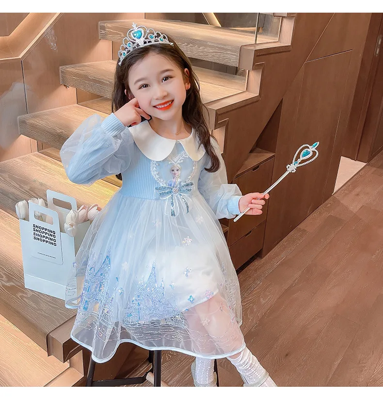 green emerald velvet dress Girls Long Sleeved Hand Smocked Blue Floral Fall Dress in Pima Cotton main image 1