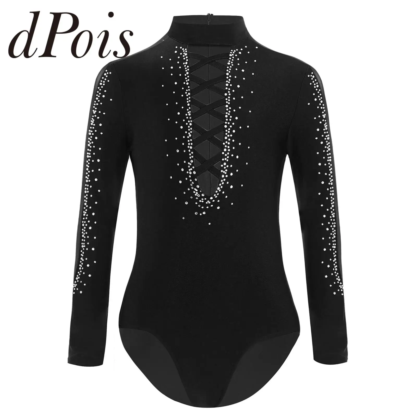 Vêtements de Danse Latine pour Enfants - Manches Longues Naturelles - Pompons - Performance et Chinlon pour Filles