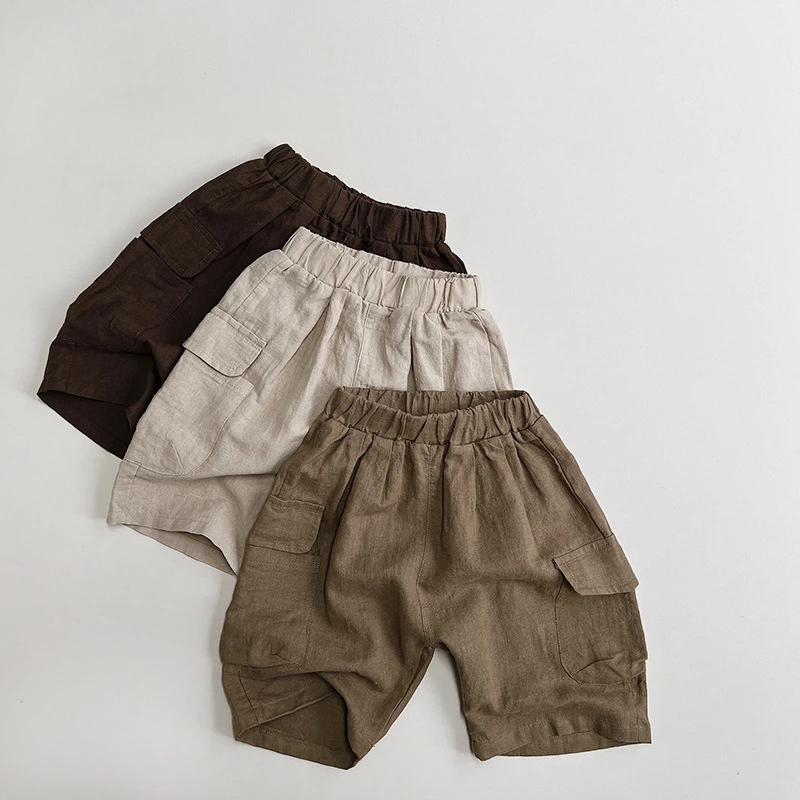 

Summer Childrens Pants Boys Casual Work Shorts Girls Korean Pants Fashionable Solid Color and Simple Pants