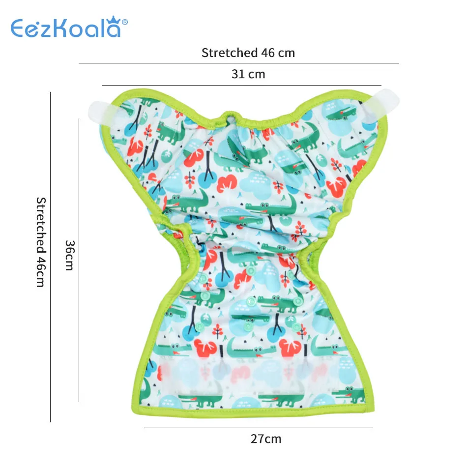 Waterproof Cloth Diapers EezKoala Eco-friendly Cloth Diaper Cover Baby Washable Diaper Waterproof Baby Nappy Reusable Adjustable Pocket Hook&Loop