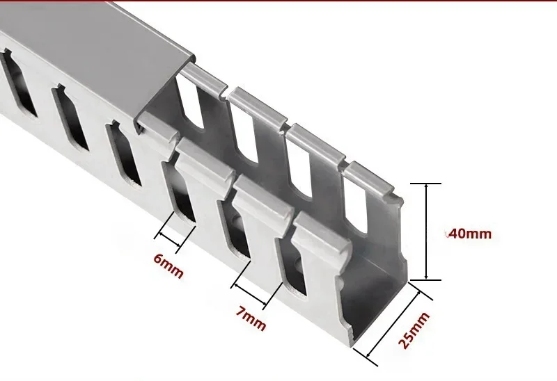 Flame Retardant PVC Cable Management Tray with Open Slot Channel - Desk Wire Organizer and Industrial Cabinet Box Raceway
