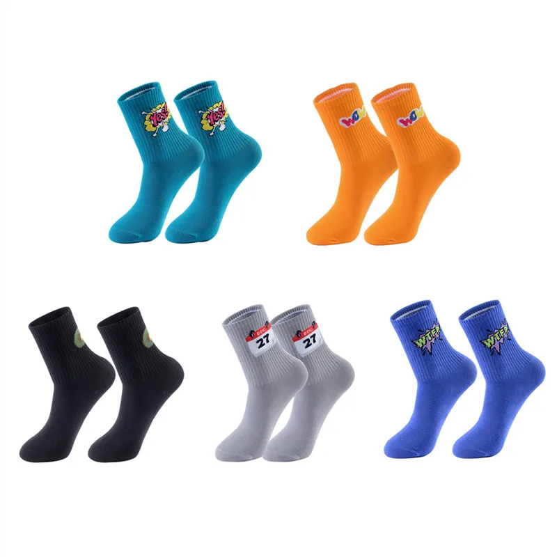 HighQualityNewOrangeCyclingSocksMenWomenCasualNoveltyCrew