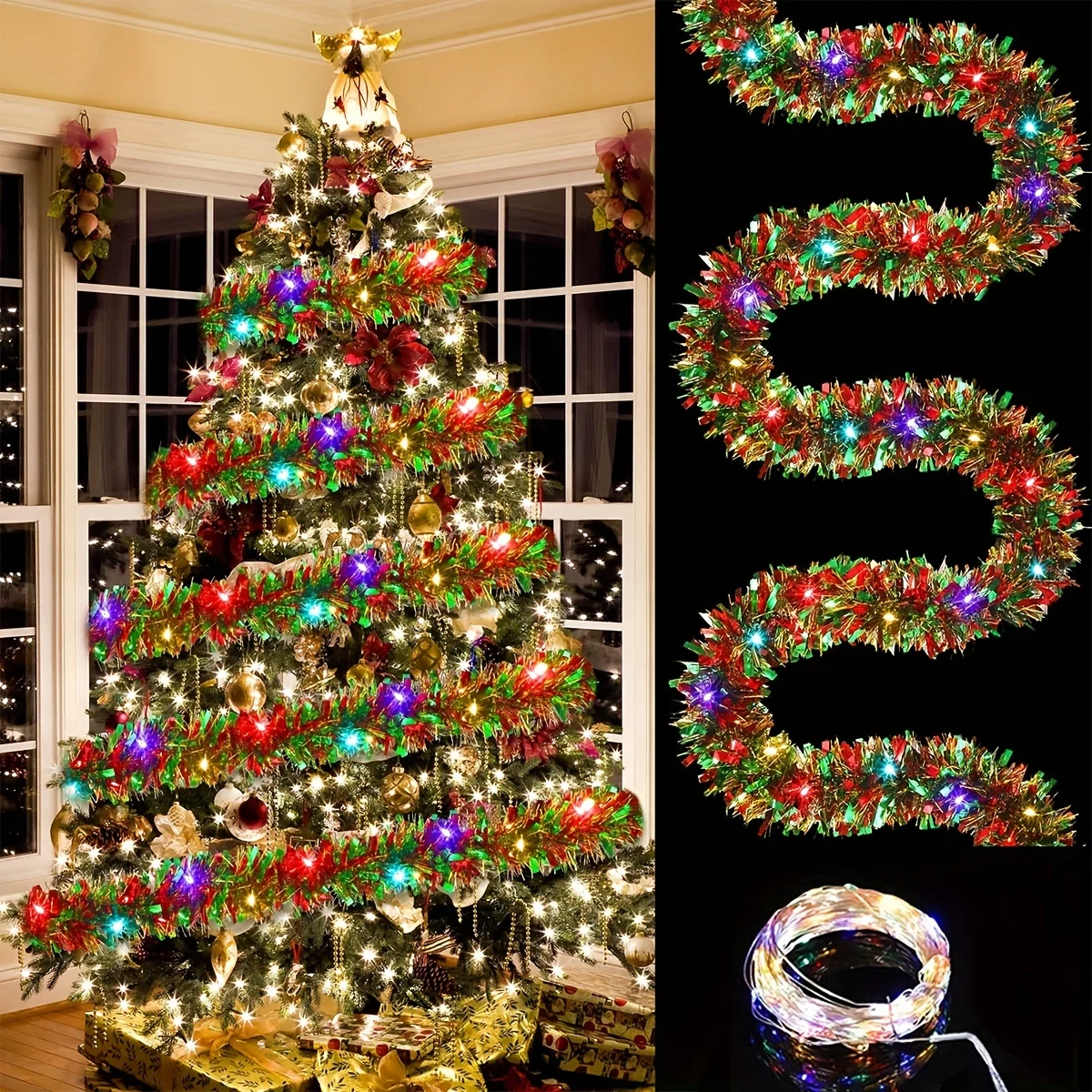 Lot De 26 Décorations De Noël Vintage - Guirlandes, Boules Dorées, Très Bon état
