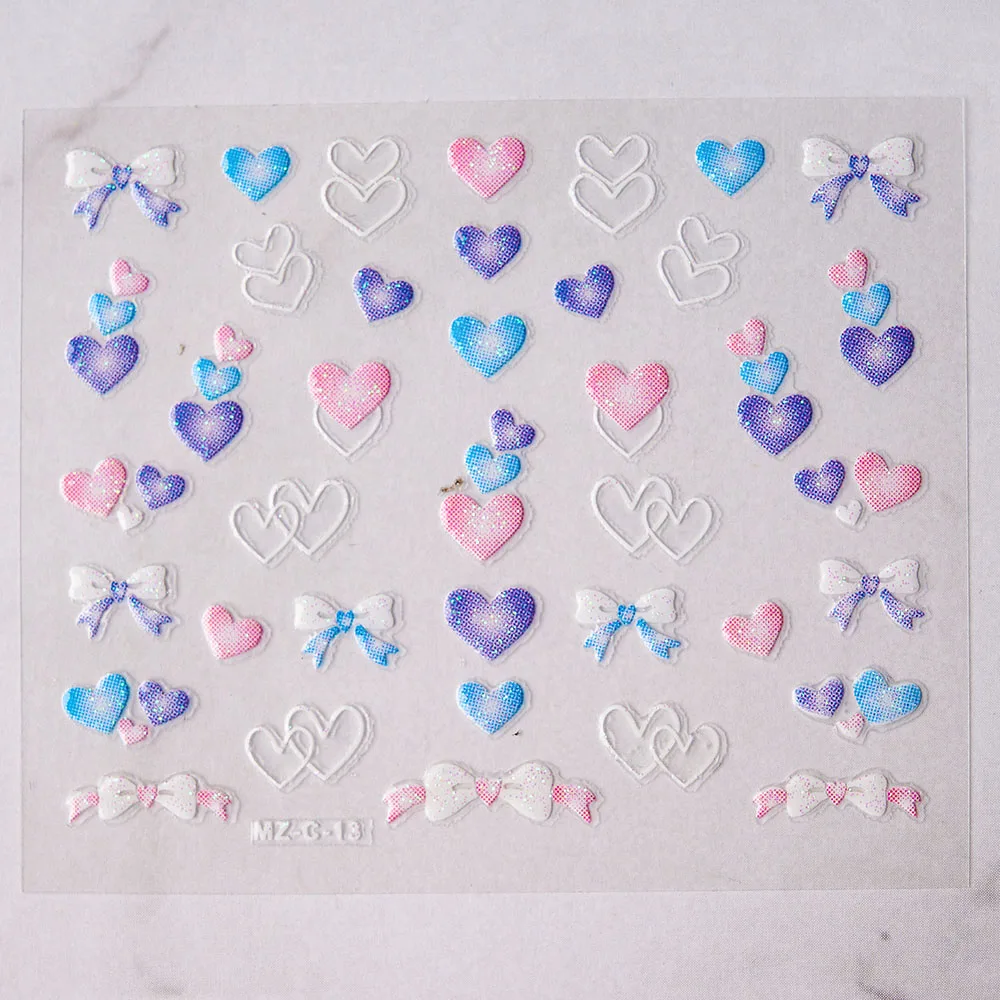 

30sheets/lot 5D Relief Nail Sticker Decal Floret/Hearts/Bowknot Nail Decoration Sticker Korean Cute Self Adhesive Nail Sticker