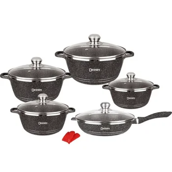 12PCS Wheat Rice Stone Pot Aluminum Pot Set Non Stick Cookware Kitchen Cookware Set Non Stick Kitchen Gifts