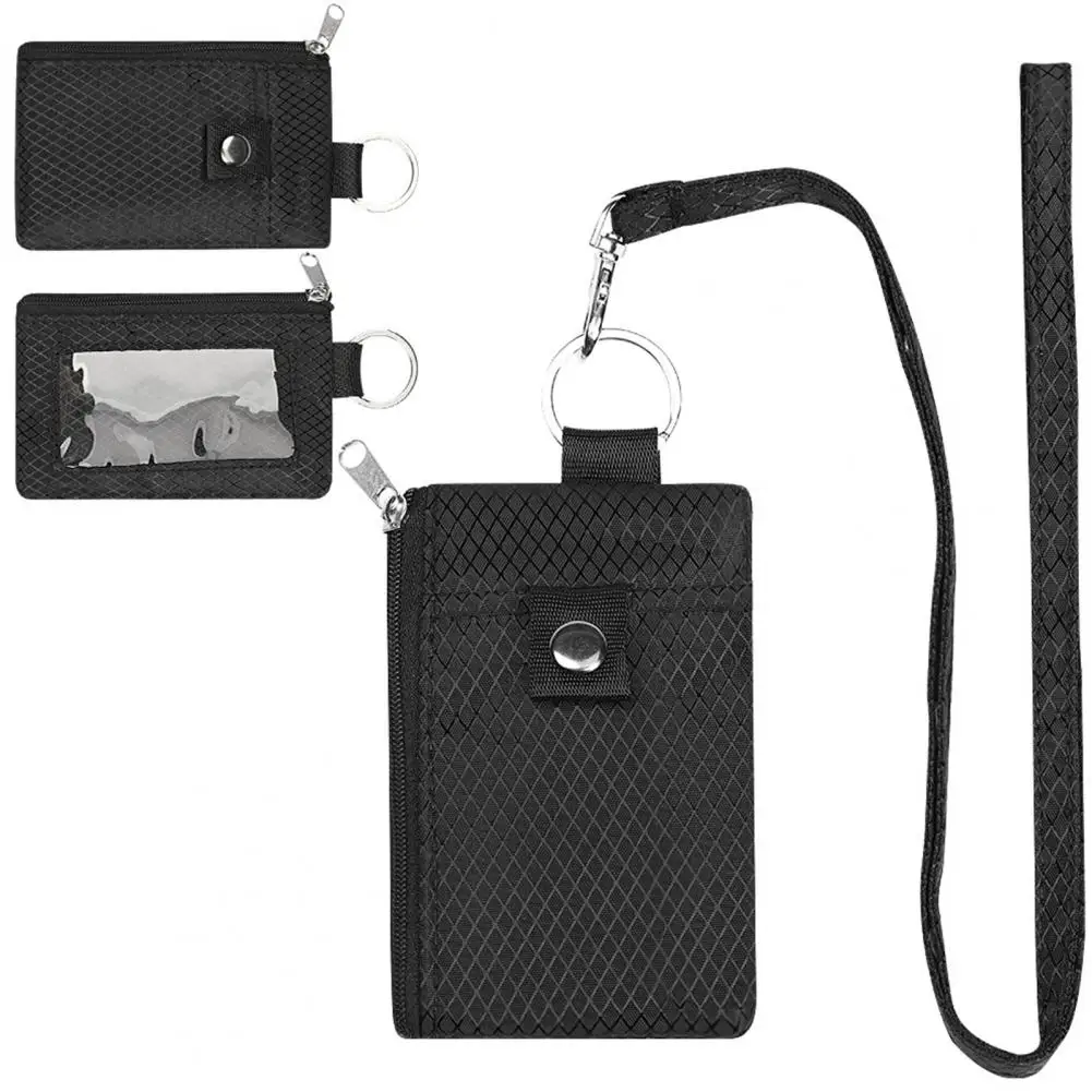 Neck Hanging Card Holder with Lanyard Student ID Sleeve Transparent Window Waterproof Coin Purse RFID Blocking Card Holder