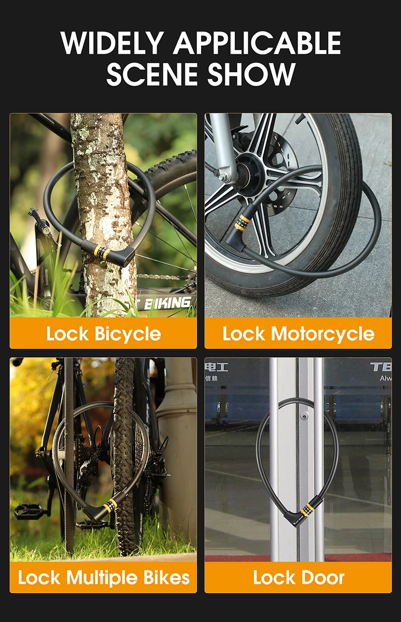 WEST RADFAHREN Passwort Schlüssel Sicherheit Bike Lock Fahrrad 4-5 Digital Code Schlösser Stahl Kabel Motorrad MTB Elektrische Roller zubehör – Detail 13
