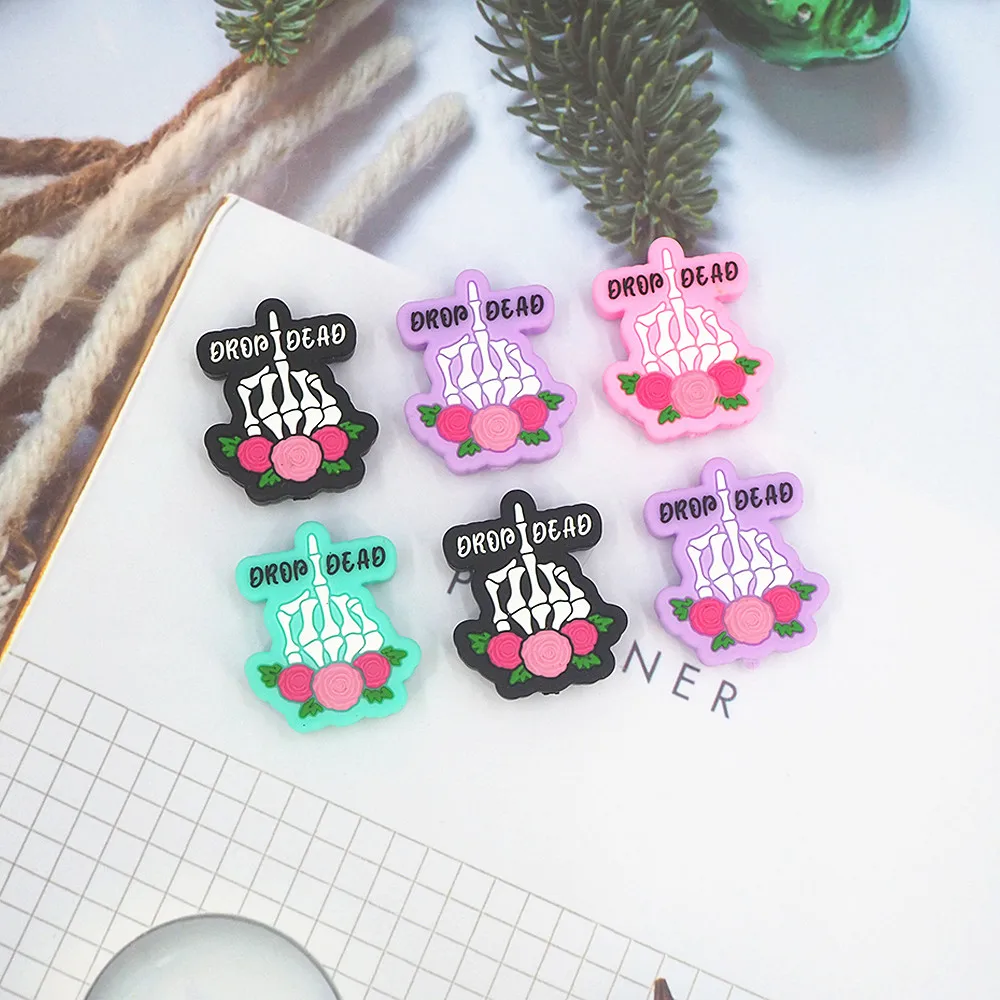 

Chenkai 50PCS Skeleton Middle Finger Beads Halloween Focus Bead BPA Free Infant Chewable Dummy Necklace Pacifier Toy Accessories