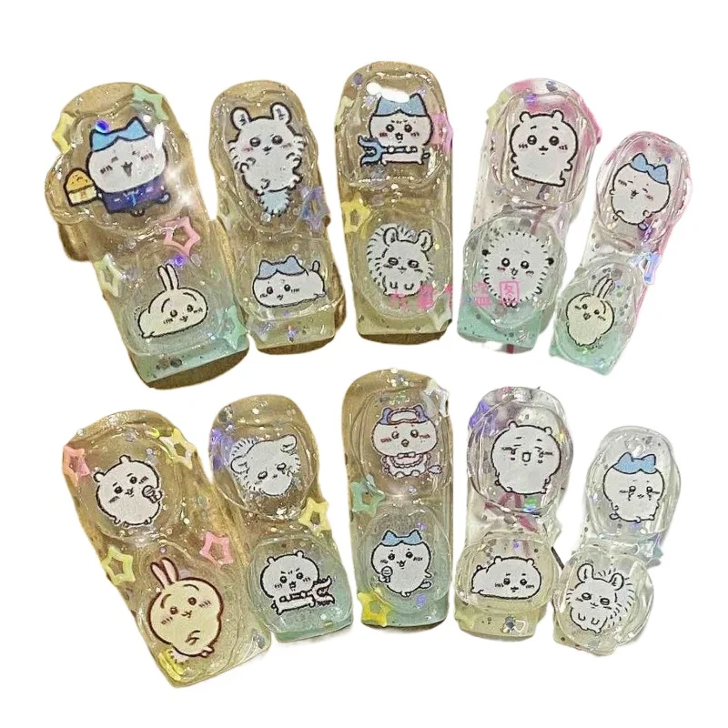 

Sanrio Usagi мультфильм Chiikawa Kawaii носимая Накладка для ногтей Hachiware модная универсальная Милая ручная работа Накладка для ногтей подарок на день рождения