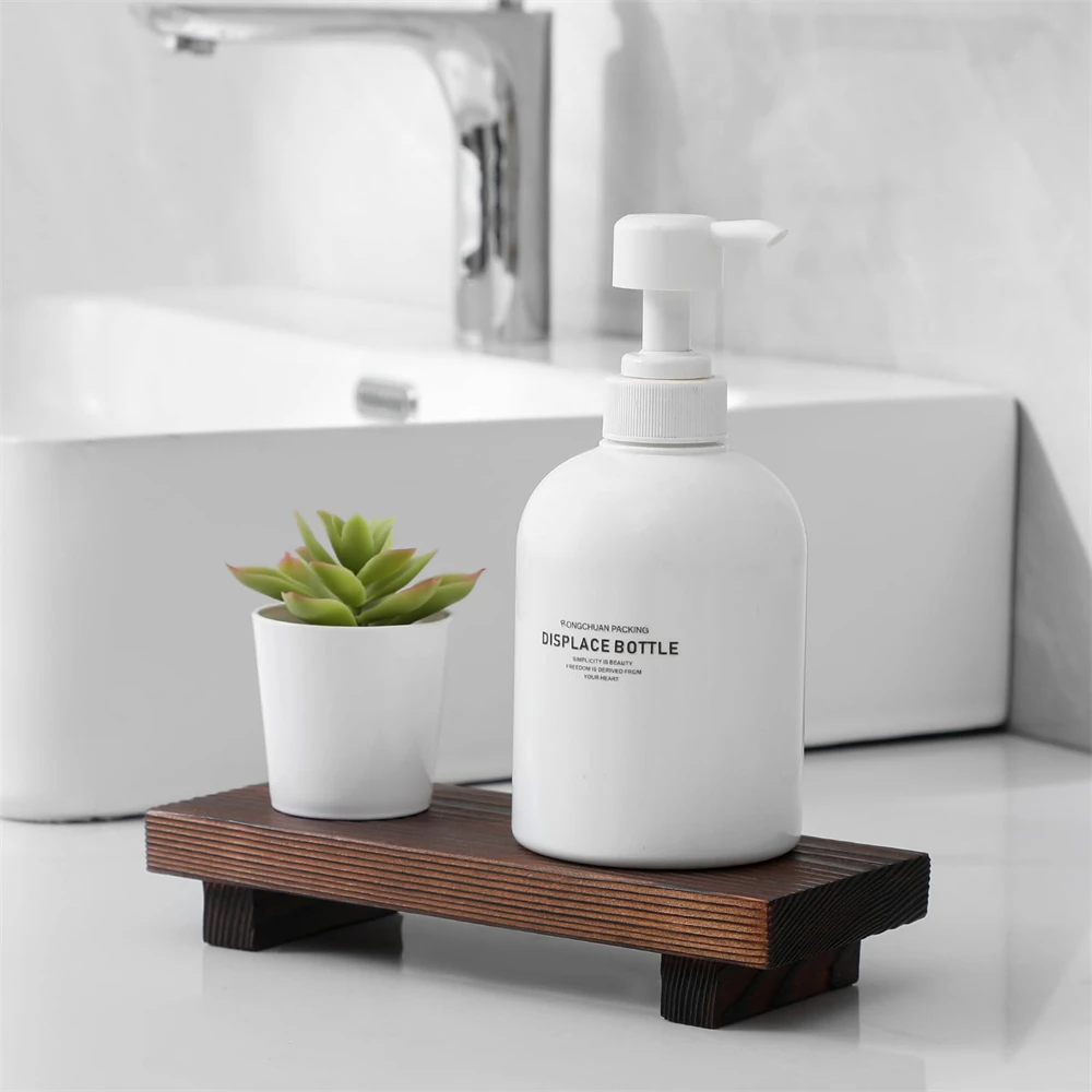 Aoipend Vassoio rettangolare in legno marrone rustico per cucina bagno bancone decorazione per piante dispenser di sapone espositore per torte vanità gioielli candela vassoio decorativo per la casa