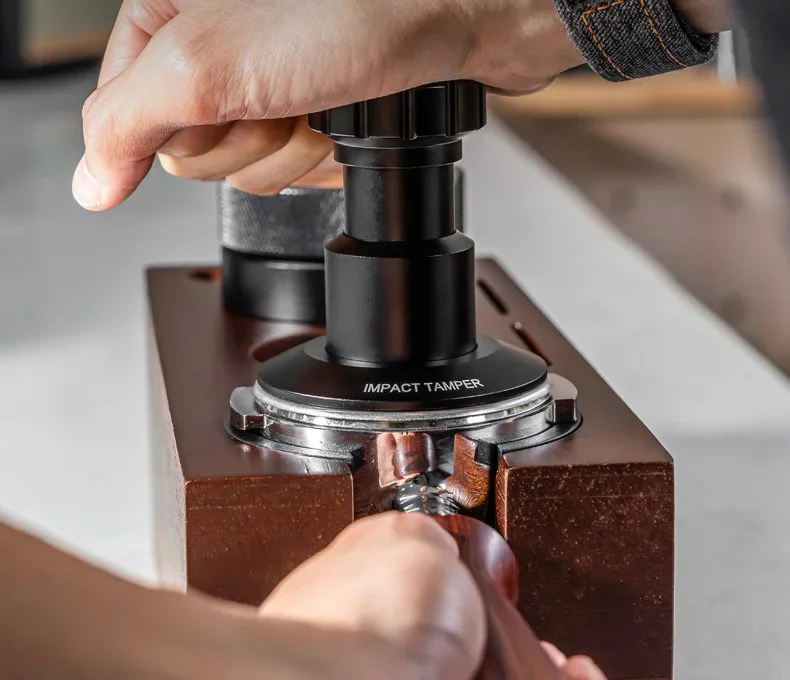 Description Picture 6 of item51/53/58mm Coffee Impact Tamper 304 Stainless Steel Espresso Tamping Hammer Constant Pressure Rotating Adjustable Barista Tool