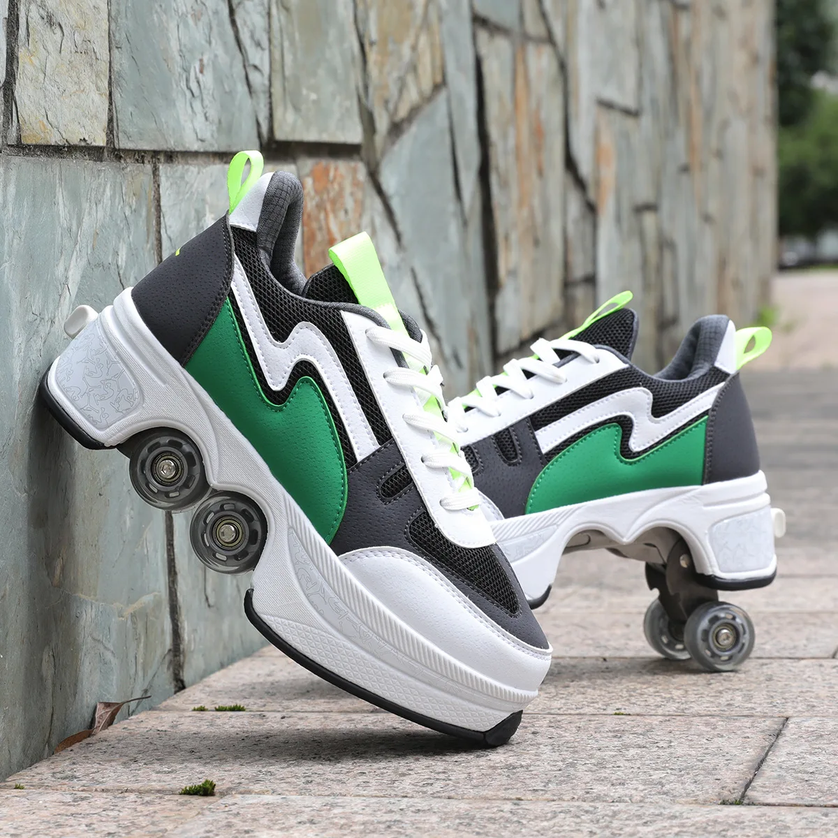 

Deform Roller Skates With 4 Wheels Deformation Wheel Shoes Fashion Parkour Sneakers For Kids Rounds Children Of Rounds Walk