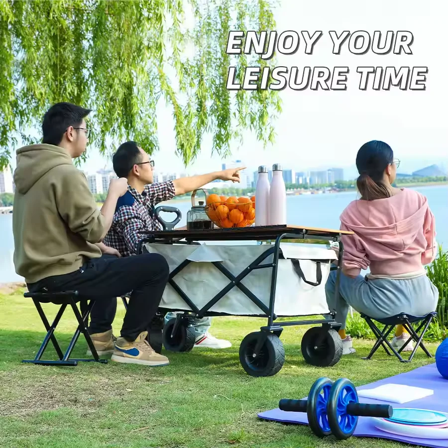 Heavy Duty Large Capacity Fold Wagon Collapsible Folding Utility Beach Cart Wagon Ourdoor Trolley Portable Garden Camping Cart