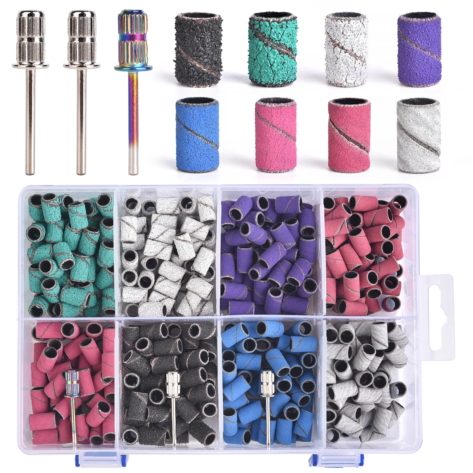 Fine Grit Nail Sanding Cap Bands Electric Manicure Machine Nail Drill Bits Pedicure Caps Gel Polish Remover Tool Nail Heads File 2
