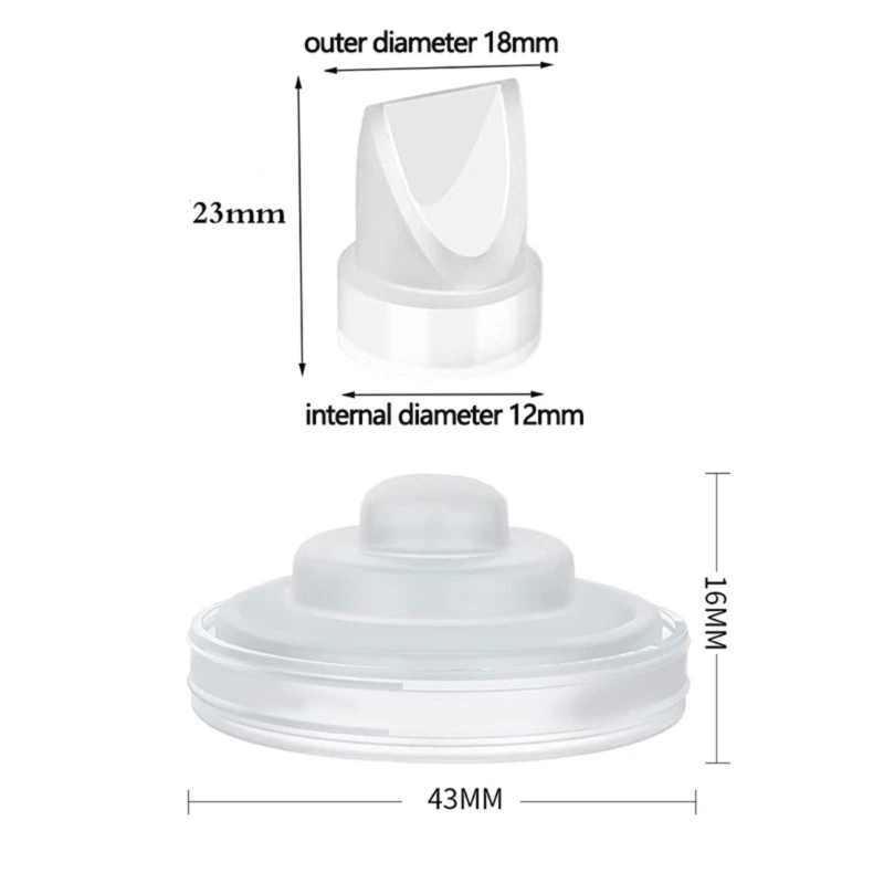 Set of 2 Silicone Flange Inserts Silicone Valves with Diaphragm for Breast 6