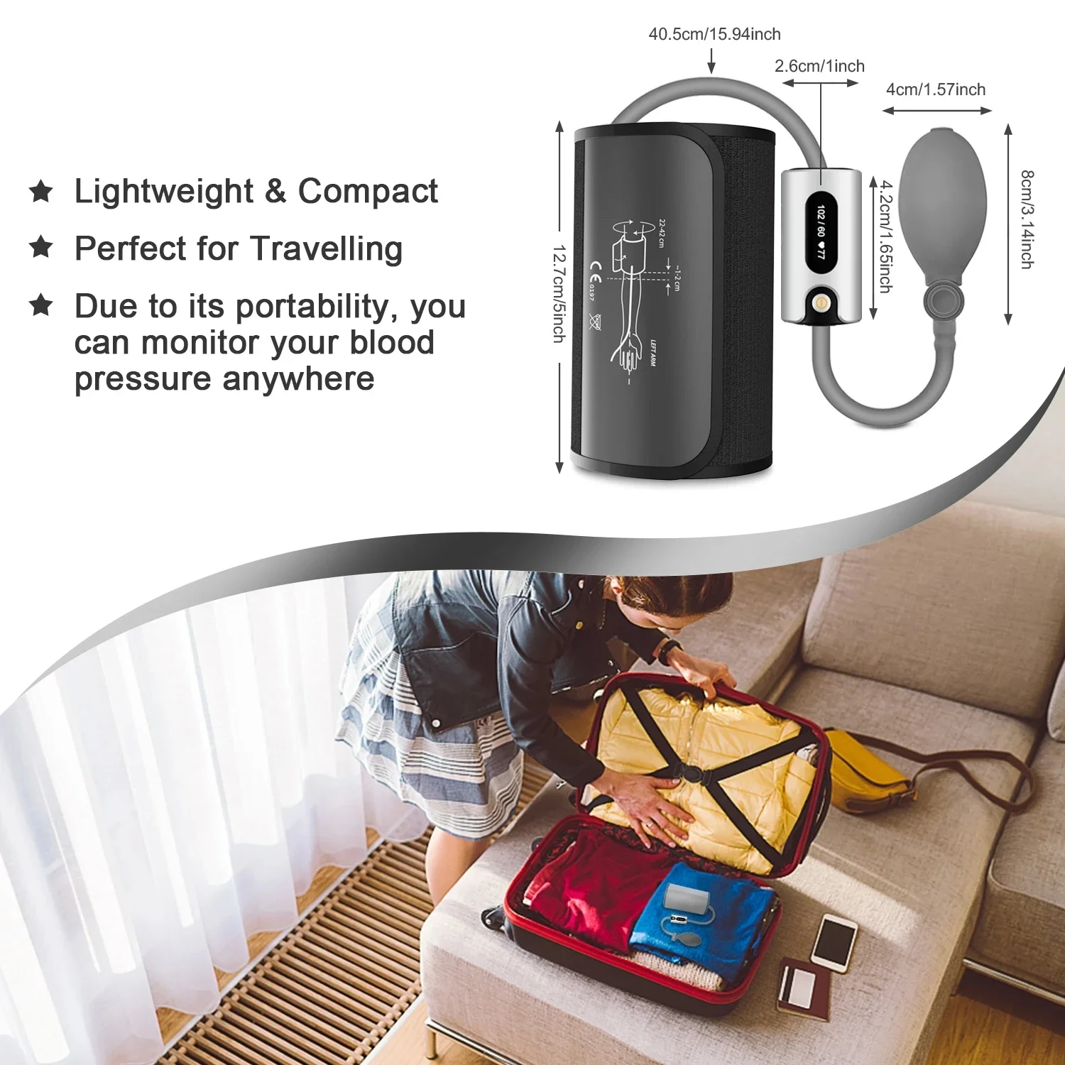 Bluetooth Portable Intelligent Blood Pressure Blood-oxygen Two-In-One Viatom BP1S Upper Arm Digital Rechargeable Sphygmomanometer